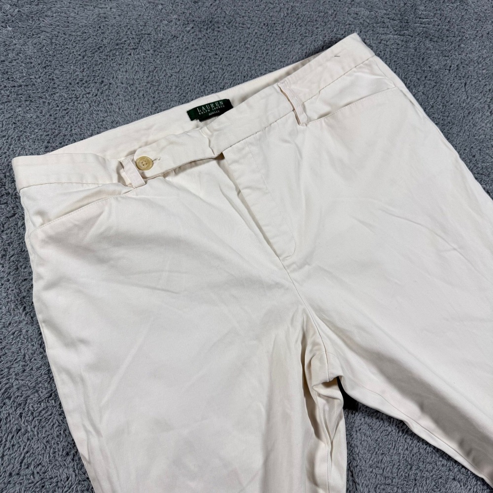 Lauren Ralph Lauren Adelle Pants Womens 16x27 Cream Straight Leg Cotton Stretch